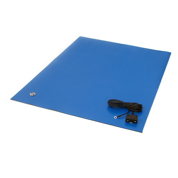 24" x 36" x .080", Royal Blue, Rubber Table Mat, Including Hardware